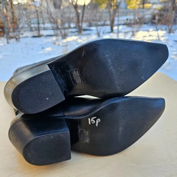 Penny Loves Kenny Calf Leather Womens Western Cowbow Black Boots, Preowned, 7.5M - Picture 11 of 13